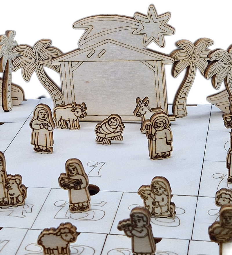 Calendario dell'Avvento in legno - Ver. con Presepe - Image 6