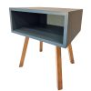 Comodino AZZURRO / GRIGIO  Gambe in Larice &ndash; senza cassetto