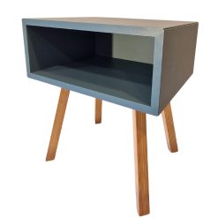 Comodino AZZURRO / GRIGIO  Gambe in Larice &ndash; senza cassetto