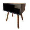 Comodino NERO &ndash; gambe in Noce Canaletto &ndash; senza cassetto